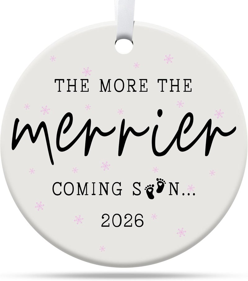 TinhCD Store Expecting Baby Ornament 2026, Pregnancy Announcement for Husband Grandparents Family Aunt, Baby Announcement, Pregnancy Gifts Ceramic Christmas Ornament - Image 1